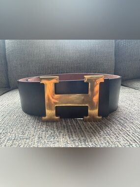 Hermes H leather belt